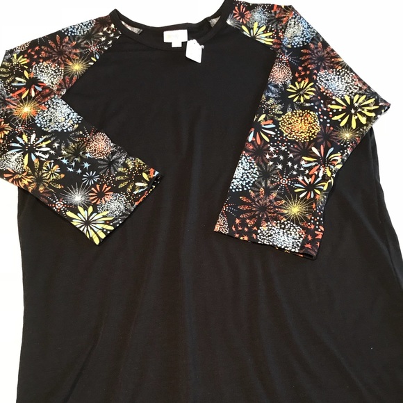 LuLaRoe Tops - Lularoe Randy XL Top Black Floral Blue Yellow